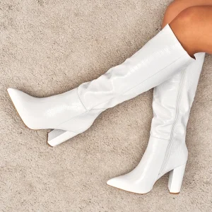 Party Women’s Shoes New Large Size Fashion Boots Stone Pattern Side Zipper Comfortable Thick Heel Fashion Women’s Boots