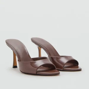 Patent Leather High Heel Sandals New Summer Thin Heel Pointed Open Toe Sexy Outerwear Slippers