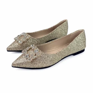 Pearl Pointed Head Shiny Rhinestone Women’s Flats Formal Office Ladies Flat Shoes Casual Slip-On Slipper Loafers Summer Sandals