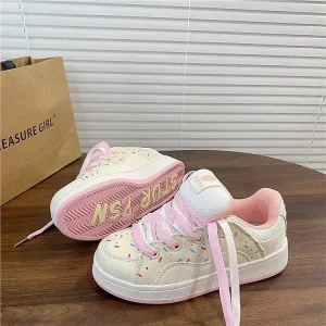 Pink Low Top Sneakers Women’s Ins Trend Student Color Block Versatile Casual Breathable Durable Shoes Spring New Model