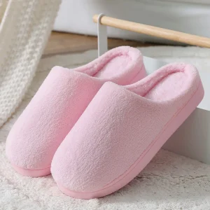 Pink Red Navy Gray Winter Warm Fur Bedroom Flat Slippers Casual Indoor Home Slippers Soft Sole Sandals for Women