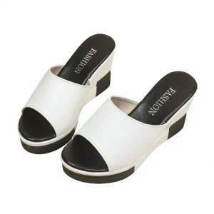 Platform High Heeled Wedge Rubber Outsole Open Toe Flip Flops Students Office Workers Women’s Height Increasing Outdoor