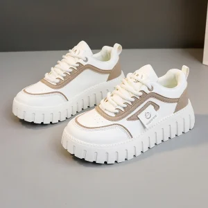 Platform Sneakers Hiking Shoes Color-blocked Non-slip Wear-resistant Round-toe Women’s Shoes New Style