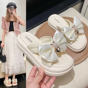 Platform Sole Good looking All matching Slippers Women’s Outerwear Sandals Summer New Style Platform Bow Women’s Slippers