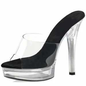 Platform Thin Heel 13cm Large Women’s High Heel Club Sandals Elegant Party Pole Dance Shoes Transparent Models Crystal Slippers