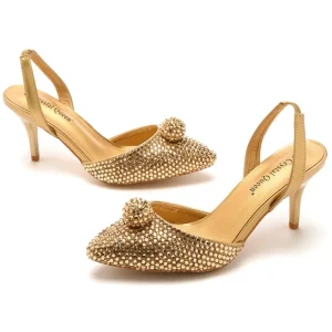 Plus Size 7.5cm Rhinestone Ball Bead Slip-On Solid Stiletto Sandals Wedding Banquet Women’s Shoes Shallow Pointed Toe Thin Heels
