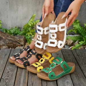 Plus Size Solid Color Women’s Fishmouth Thick Soled Rubber Outsole Backless Sandals