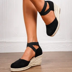 Plus Size Straw Wedge Sandals for Women Summer Platform High Heels Outdoor Casual Buckle Wedge Sandals