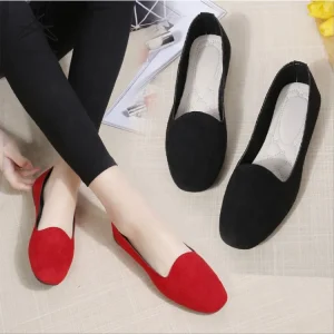 Plus Size Women Shoes Fashion Slip On Suede Ladies Flat Soft Casual Shoes Rubber Flats Shoes