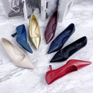Plus Size Women’s Pointed Toe PU Stiletto Heels Sexy Commuter Work Shoes