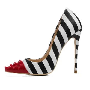 Plus Size Women’s Pointed Toe Zebra Striped High Heels for Summer and Autumn Office Wear