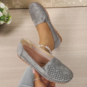 Plus Size Women’s Retro Fashion Casual Flat Loafers Shoes PU Upper TPR Outsole Slip On Striped All