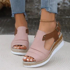 Plus Size Women’s Wedge Platform Sandals Open Toe Magic Tape Strap Espadrille Sole Non Slip Breathable Retro Slippers