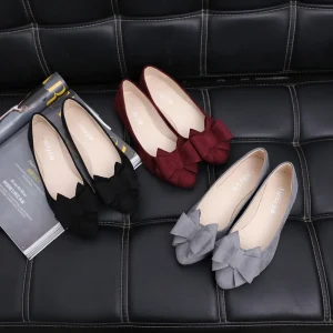 Pointed Bow Slip on Breathable Summer Flat Shoes Low cut Women’s Dress Shoes Pointed Toe Hard Wearing Lazy Shoes