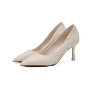 Pointed Toe Thin High Heel Sexy Fashion Colorful Leather White Soft Women High Heel Shoes Dress Shoes Women’s Pumps