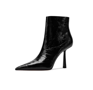 Pointed Toe Thin Tall Stiletto Heel Slip On Stretch Short Boots