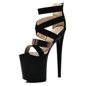 Pole Dance Shoes Stripper High Heels 20cm Stiletto Full Dress Gothic Fetish Summer Leaky Toe High Heels Women’s Large Sandals