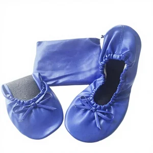 Popular Women’s Navy Foldable Ballet Flats Comfortable Slip-On Shoes Adjustable Strap Spring Summer Company Events