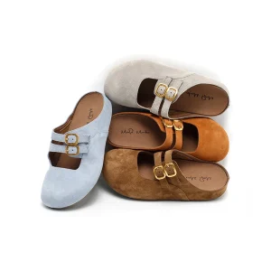 Premium Soft Women’s Double Buckle Mary Jane Mules Comfortable Clogs