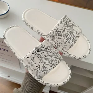 Price Graffiti Art Women’s Outdoor House Flats for Anti-Slip Anti-Slippery