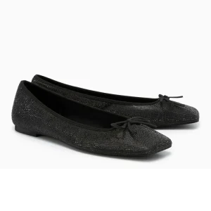 Private Label Women’s Ballerina Flats Shoes Square Toe Outdoor Slip-On Crystal-Lighted Upper Foldable