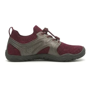 Professional Burgundy Barefoot Shoes Breathable Engineered Knit Upper Anti Slip Outdoor Water Sneakers Ergonomic Wavy Sole