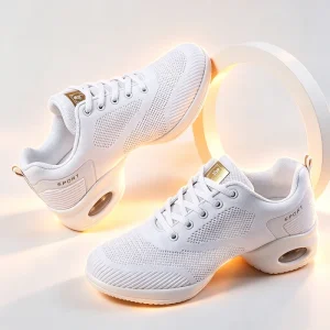 Professional Unisex Dance Sneakers Blend Upper Air Cushion PU Sole Lightweight Breathable Shockproof Training Competition Shoes