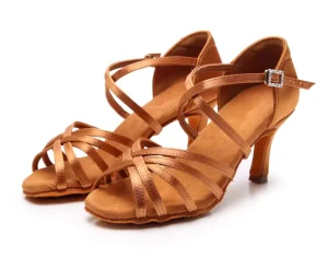 Professional Women’s Latin Dance Sandals 7.5cm High Heel Ballroom Tango Practice Shoes Suede For Adults Summer Version