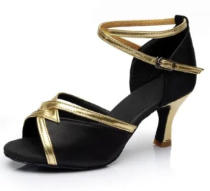 Professional Women’s Latin Dance Shoes Satin High Heels for Ballroom Salsa Wedding Performance Soft Features Lace Suede Rubber