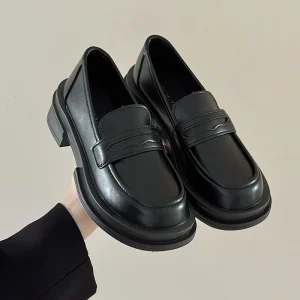 Professional Women’s Loafers British Style Elegant Ballet Style Flat Small Leather Shoes Soft Peas Light Patent Summer