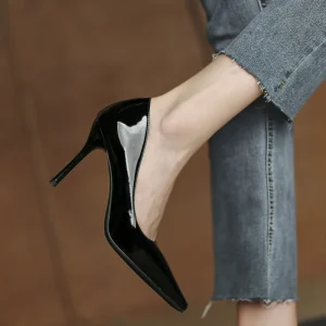 Professional Women’s Office Lady Summer Thin Heel PU Leather Sandal Fashion Pointed Toe Formal Shoes for Autumn Work High Upper