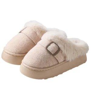 Qidan Shoe Factory Women’s Cotton Slippers Head Toe Durable Autumn Winter Simple Home Indoor Thick-Soled Warm Non-Slip Outdoor