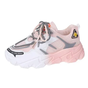 RTS Women’s Fashion Sneakers Lighted Flat Platform Road Running Tennis Shoes with Thick Sole for Autumn Summer Winter