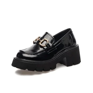 Ready to Ship New Leather Synthesis Woolen 7cm Heel Height Increase Loafers Women Shoes