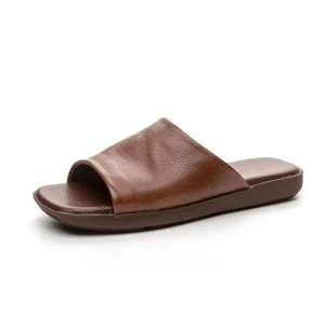 Real Leather Cowhide Open Toe Spring Summer Lightweight Women Outdoor Artistic Retro Soft Bottom