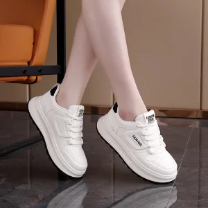 Red Height Increasing Platform White Sneakers for Women Spring New Arrivals Lightweight Versatile Casual Board Shoes