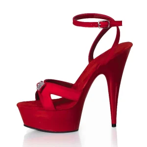 Red Stiletto 15 cm Party Queen Sexy High Heels Summer Club Large Women’s Leaky Toe Sandals