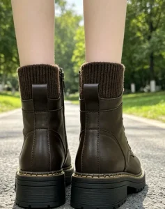 Resistant Anti Slip Lace Up Walking Ankle Climbing Hiking Shoes Platform Boots Women