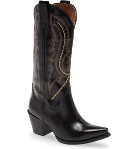 Retro Black Women’s Western Large Size Cowboy Heel Boots High Rider Boots for Lady