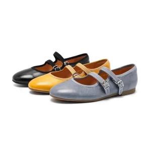 Retro Soft Leather Women’s Mary Jane Flats Round Toe Comfortable All Day Footwear Genuine Leather