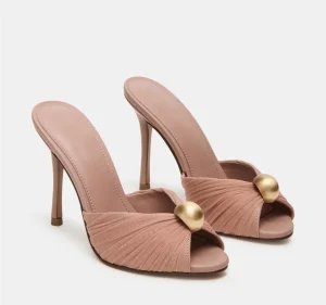 Retro Style Slip-on Stiletto Heeled Sandals Women