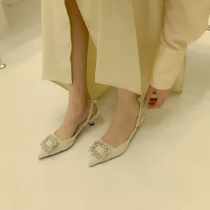 Rhinestone Buckle Women Pointed Toe Shoes Wedding Women’s Dress Party Shoes Casual Sandals