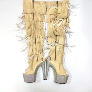 Rhinestone Sexy 17cm Exotic Dancer Fringe Pole Dance Shoes, Platform Over-the-Knee Boots, Gladiator Party
