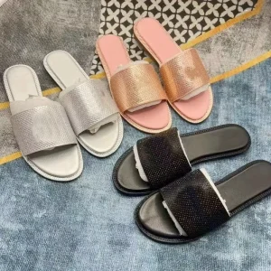 Rhinestones Sandals Summer Women’s Decorative Slippers Beach Shoes Holiday Flat Flop Open Toe Slides
