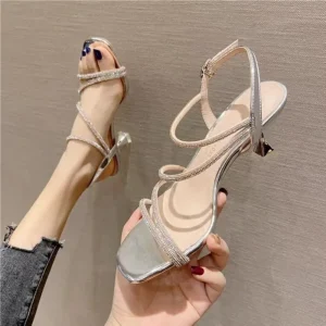 Roma Sandals Women’s Summer New Product Strappy Thick Heel Goes Well with Dresses Versatile Women’s High Heels