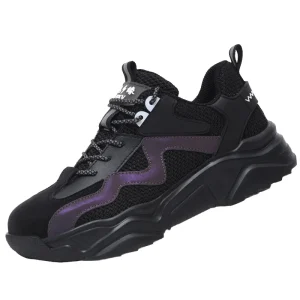 S3 Men’s and Women’s Winter All Black Sport Leather Steel Toe Safety Shoes Slip Resistant Modern Style for Factory Work