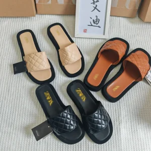 Sandales Femme Plat Z Thick Bottom Women’s Shoes One Strap Buckle Metal Open Toe Fashion Sandals Slippers Female