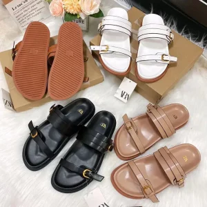 Sandales Femme Sandalias De Mujer Thick Bottom Women’s Shoes One Strap Buckle Metal Open Toe Fashion