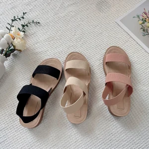 Sandalia Feminina Fashion Black Open Toe Twisted Sandal Ladies Flat Sandals