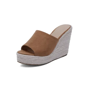 Sandalias Con Plataforma Ladies High Heels Espadrille Sandals Thick Soled Platform Casual Wedge Heel Mules Shoes for Women